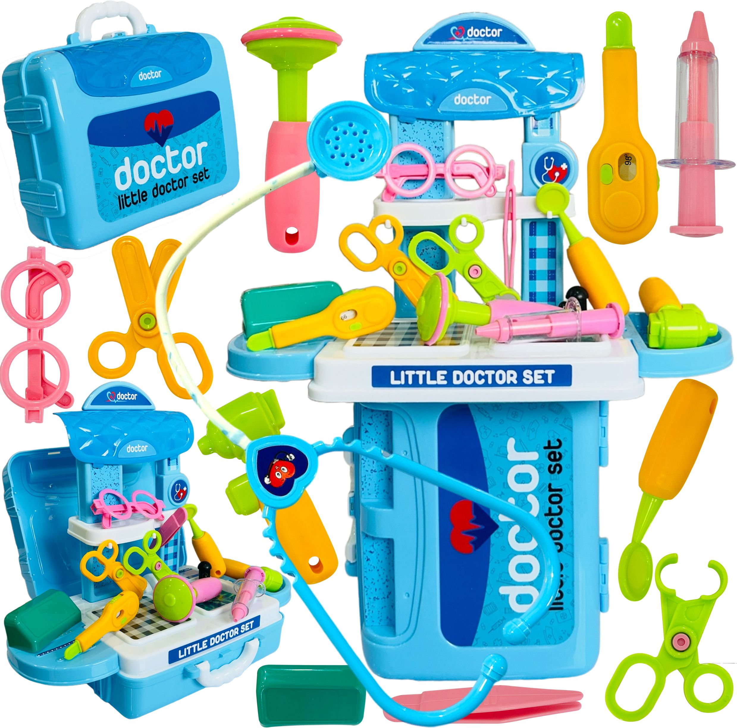 3 in 1 Doctor Play Set Carry Along Pretend Role Play Toy Dr Set Toys for Kids-image-8