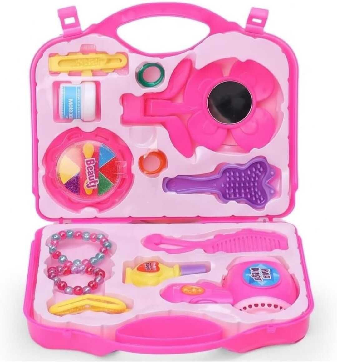 little toys Fashion Beauty Set for Girls with Suitcase,Pink & Sky Blue, Age - 3+ Years-picture-47