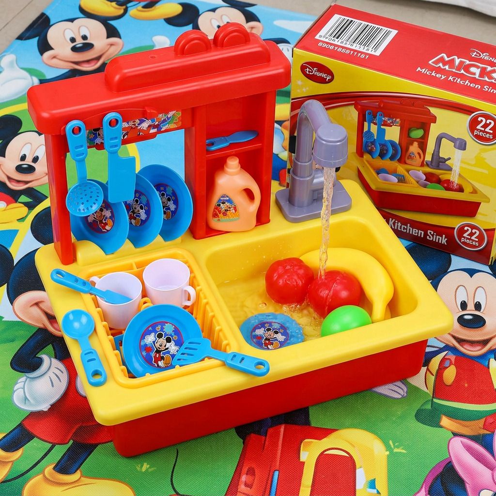 disney Mickey Toy Kitchen Sink - Pretend & Play Miniature Sink Faucet-picture-14