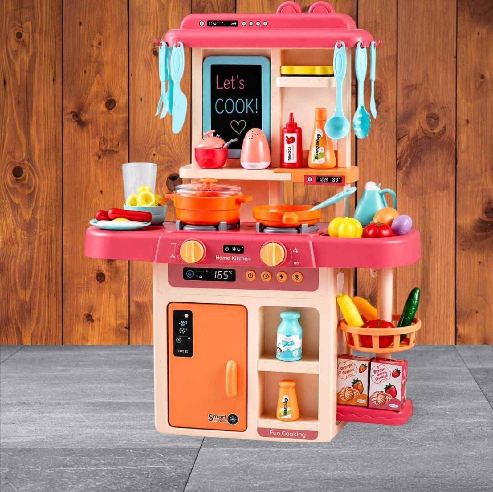 kitchvibe Plastic Kitchen Set Toys with 42 Pcs Lights&Sounds, Play Sink with Running Water-picture-42