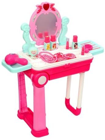 niyamat Kids Beauty Salon Pretend Play Vanity Table with Trolley Suitcase-picture-8