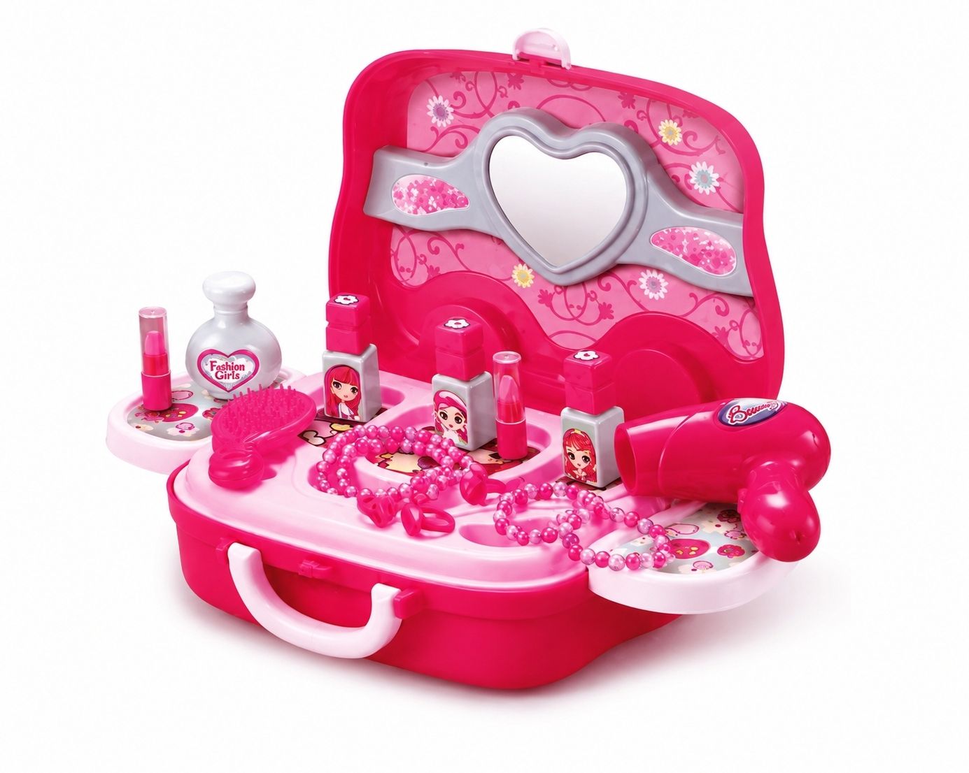 stackora kids beauty makeup play set with vanity case, pretend play cosmetic kit-picture-15