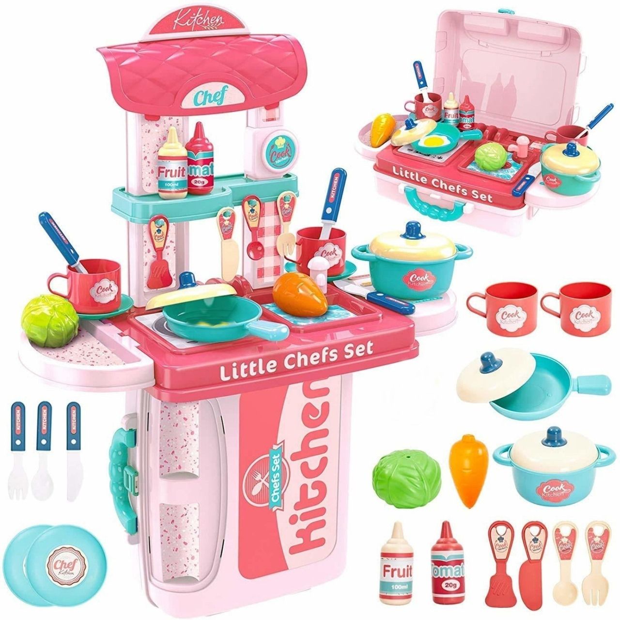 Premium Little Chef's Kitchen Cooking Play Set for Kids-Portable & Durable Kit-image-41