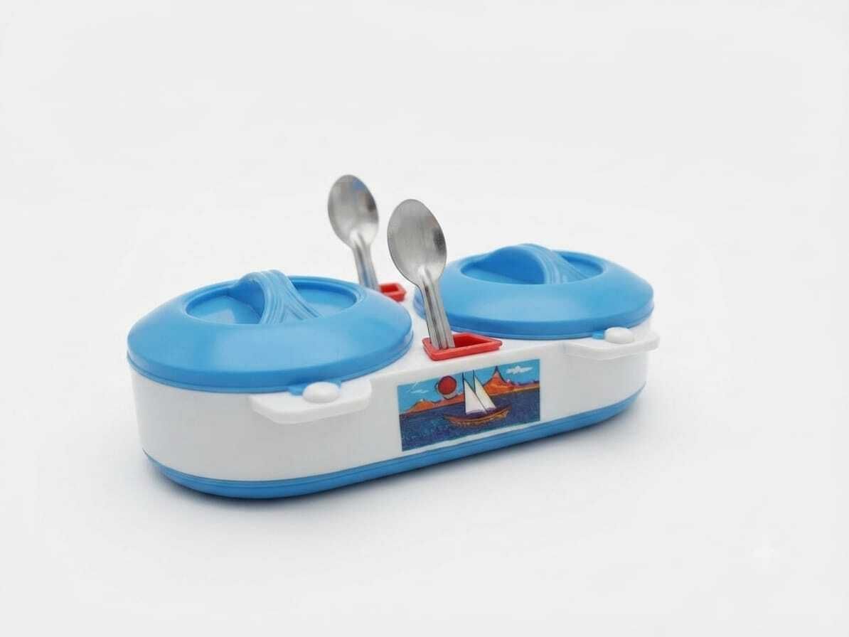 subhan Double Casserole Kitchen Pretend Play Toy Set with 2 Spoons for Kids Blue-picture-28