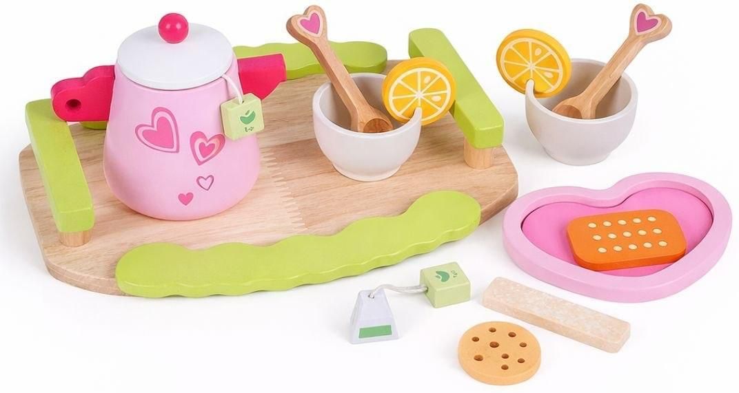 rudu 12 Pcs Wooden Tea Party Set | Pretend Play Kitchen Toy for Kids 3+ Years-picture-44