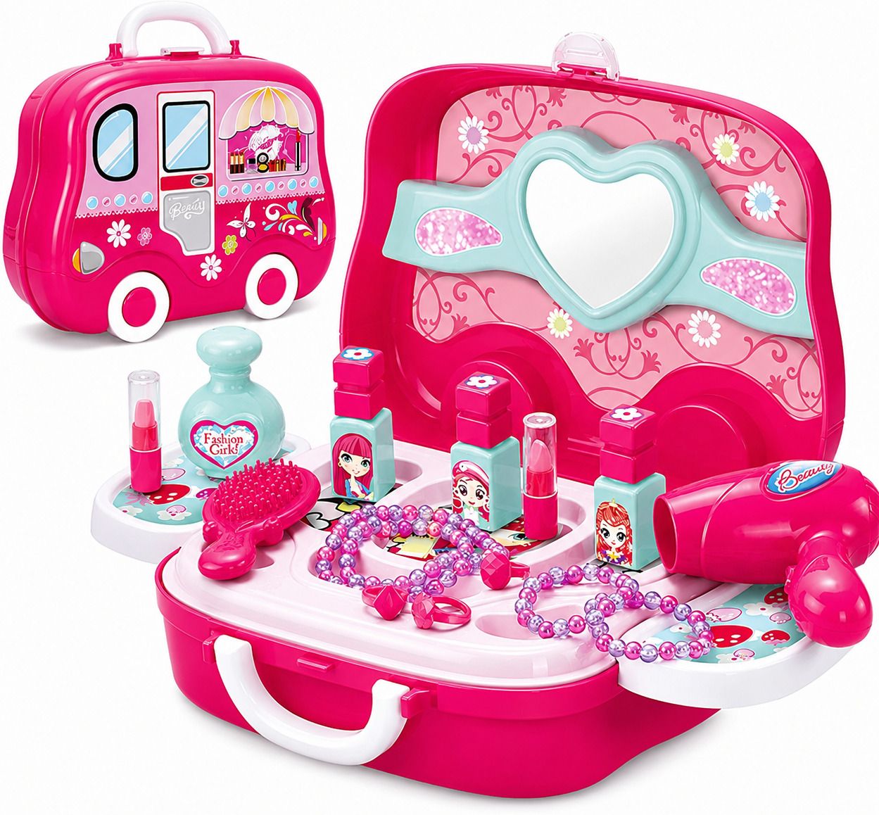 sarnav Happy Beauty Dresser Pretend Play Cosmetic Set with Suitcase-picture-46