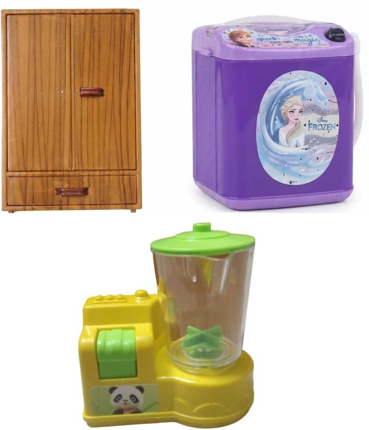 Role Play Toys, Plastic Toy Wardrobe, Washing Machine, Mixer(Multi Color)|3 Pcs|-image-21