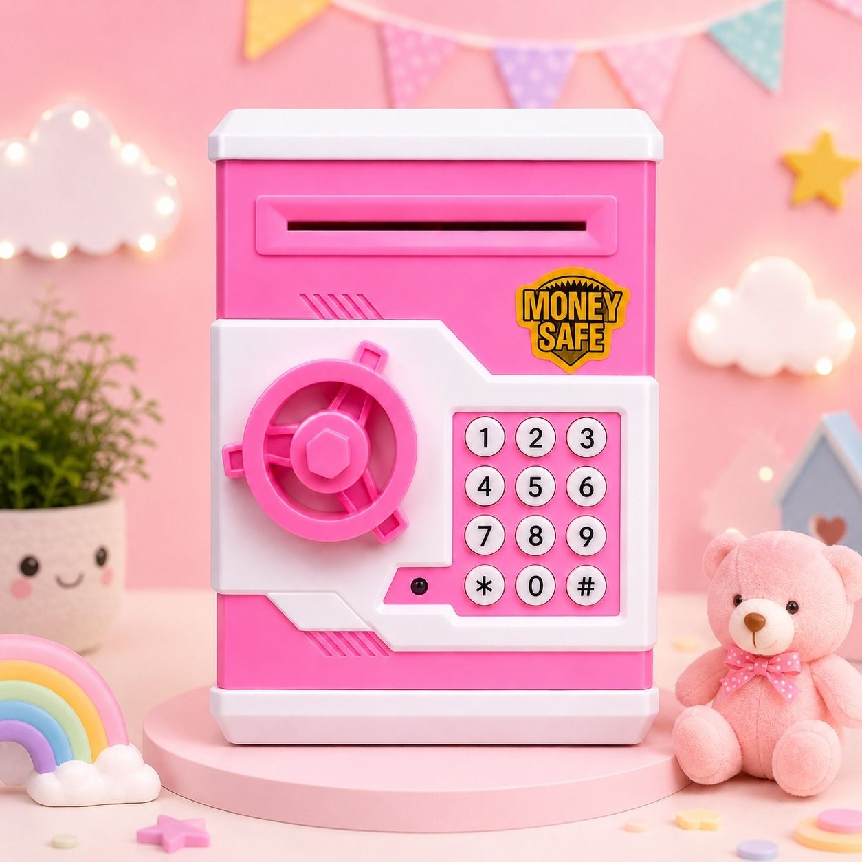 zecommerce Kids Electronic Money Safe Piggy Bank with Password Lock Pink-picture-15