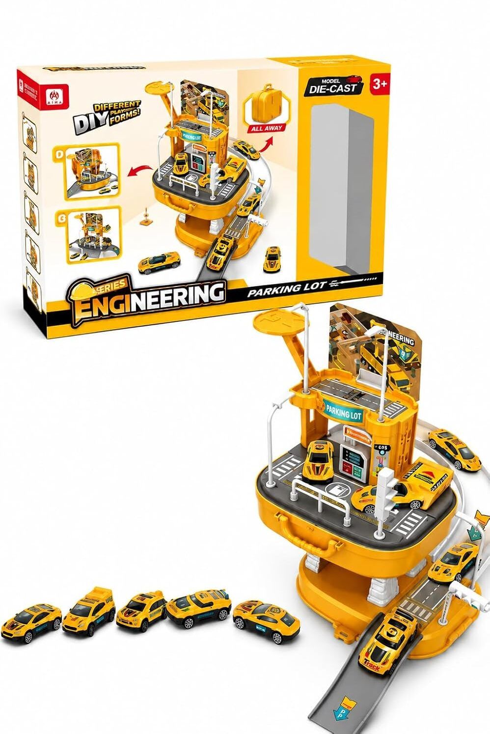 Engineering Parking Lot Die-Cast Car Playset with 4 Mini Cars is a fun-image-16