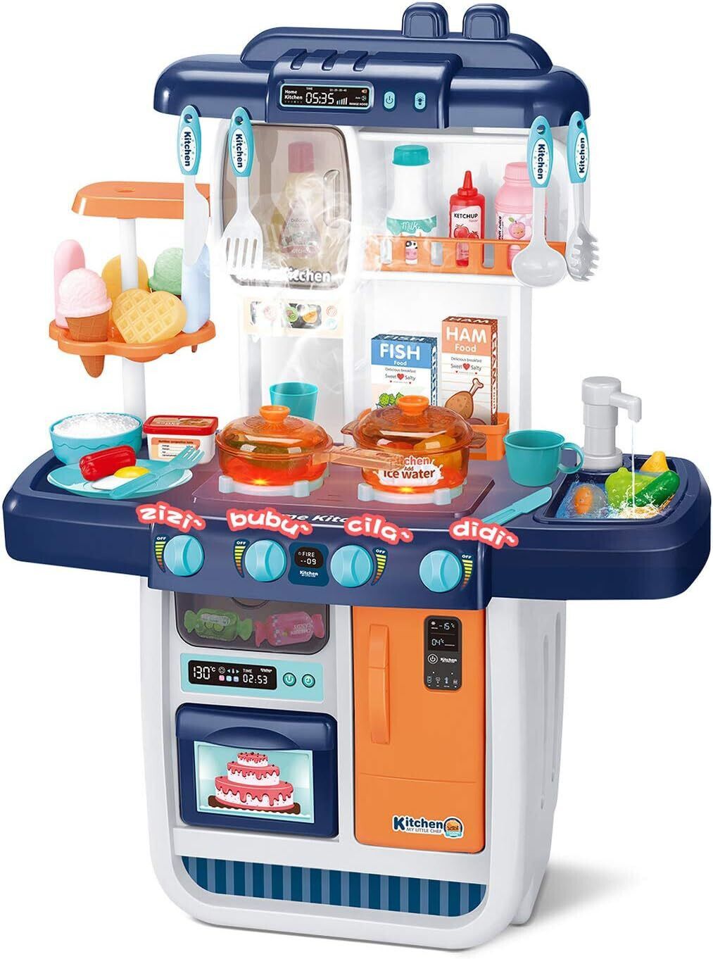 him tax Big Size Kitchen Set with Water, Smoke, Light and Sound Features for Fun-picture-15