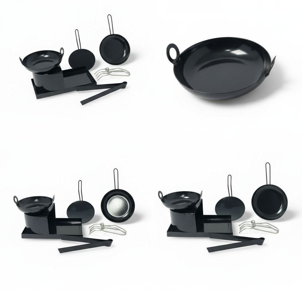 Miniature Kitchen Toy Set for Kids | Iron Cooking Set | Black | 6 Pieces-image-5