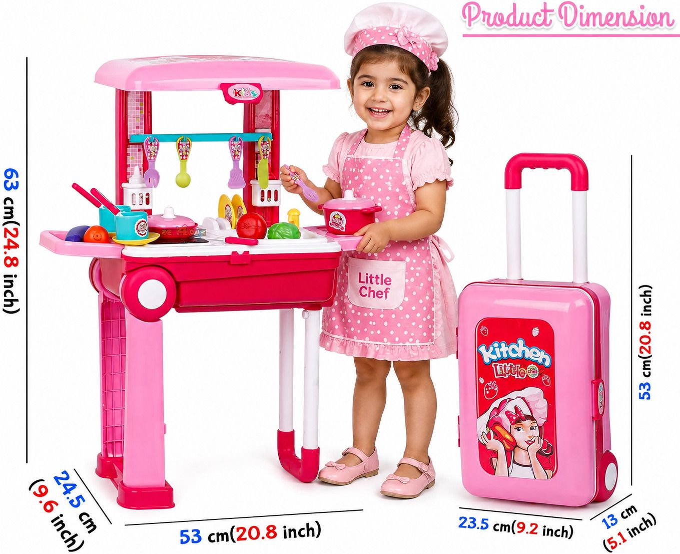 veryke 2 in1 Little Chef Trolley Kitchen Play Toy Set-picture-20
