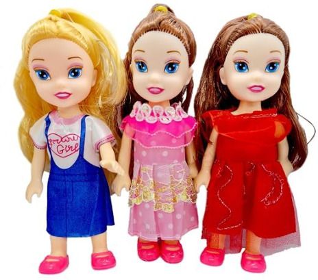 pmw Cute Baby Doll for Kids, Dolls with Fancy Dress for Girls Sisters Doll - 3 Dolls-picture-1