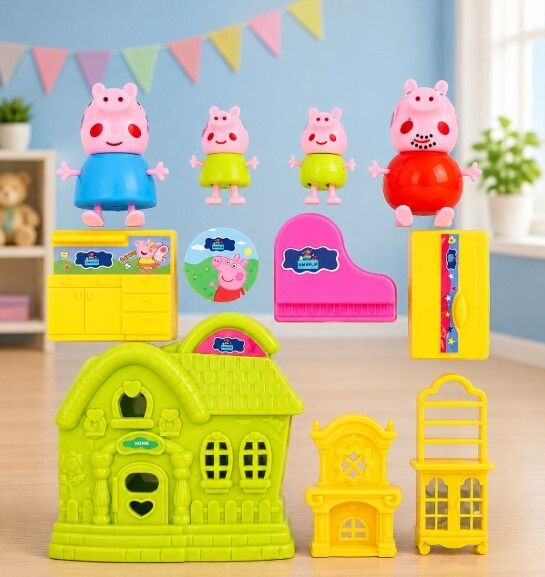 niyamat Cartoon Family Dollhouse Furniture Play Set with Mini Home Accessories for Kids-picture-4