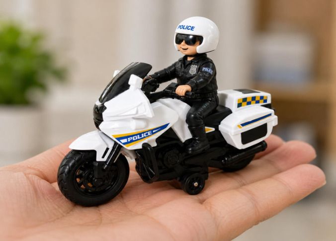 pmw Kids Police Bike - Motorcycle Ride-On Toy, White and Black For Kids - 1PC-picture-27