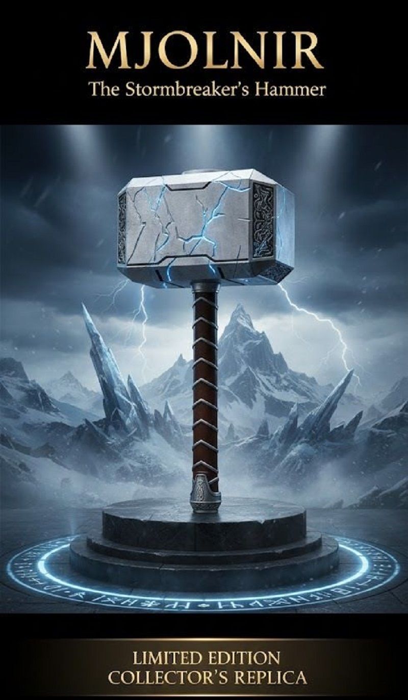 Thor Hammer Metal MCU Thor Mjolnir Cosplay 1/1 Scale Prop Replica Weapon-image-1
