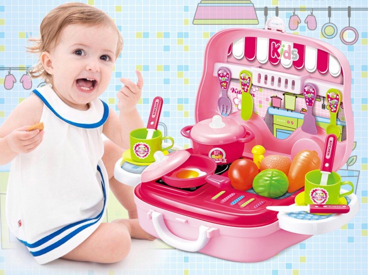 s s enterprise Little Chefs Set Pink Kitchen Toy Suitcase Van Box with Play Cookware, 1 Pcs-picture-13