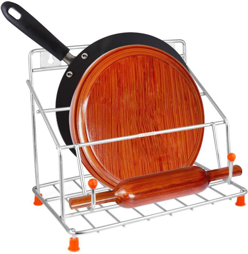 Chakla Belan Holder Stainless Steel Wall Mount Tawa Stand Rolling Pin & Board-image-21