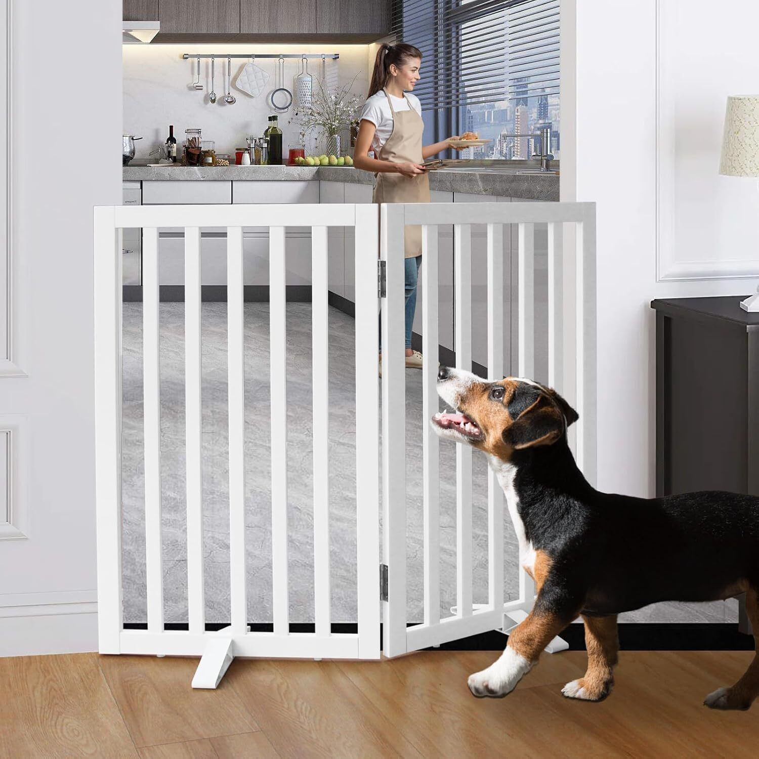 belief wood Barricade for Dogs | Fog Fence | Gate for Dogs at Home | Durable Safety Door L Gate-picture-39