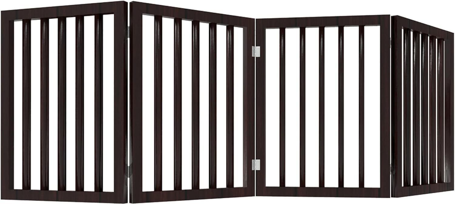Pet Gate Expandable Wooden Dog Gate – 4‑Panel Foldable Pet Fence, 24″ Height, L Gate-image-30
