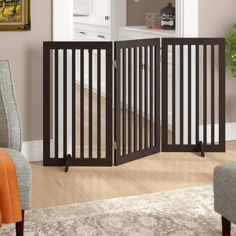Foldable Wooden Dog Gate |Decorative Dog Fence for Small & Medium Pets – 3 Panel L Gate-image-46