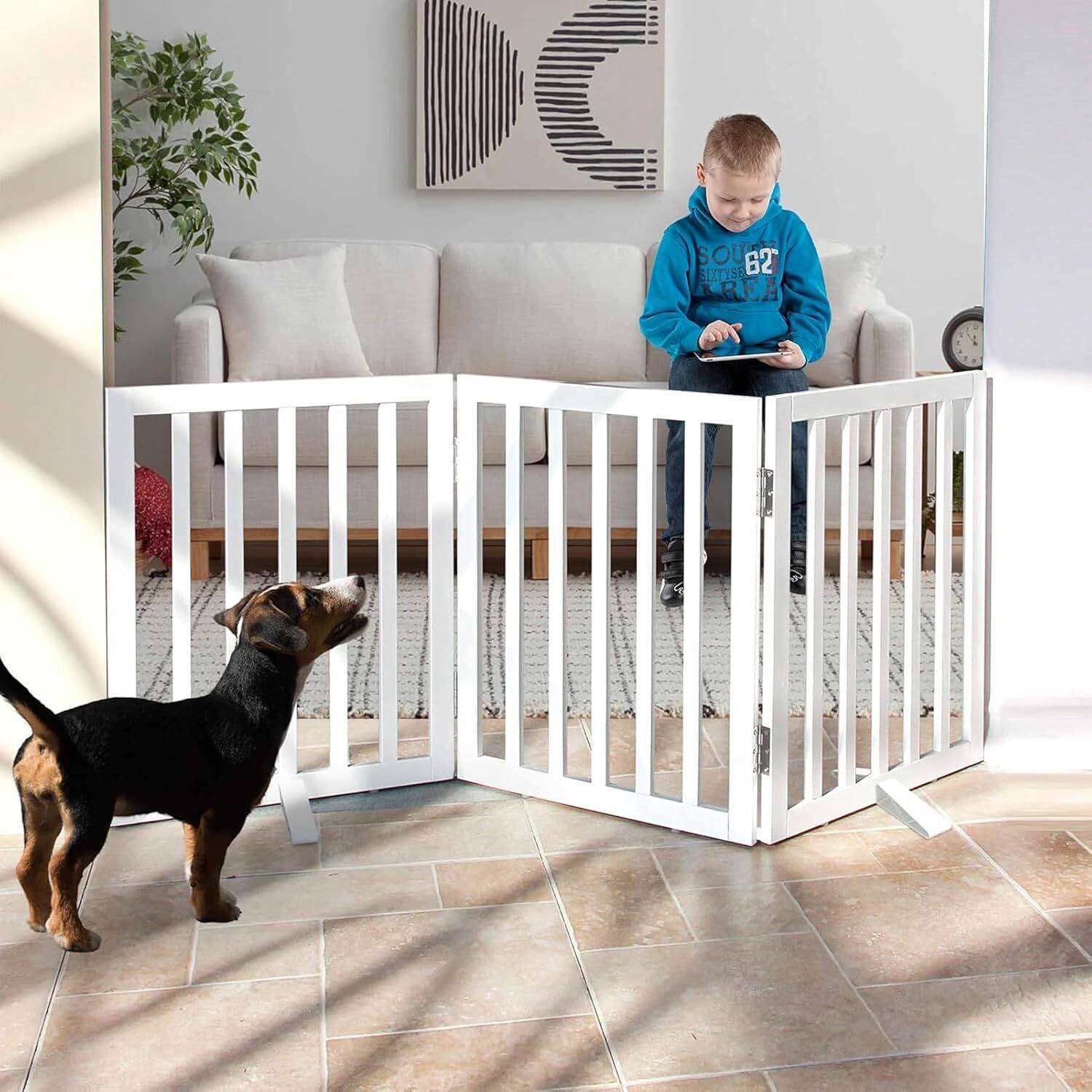 belief wood Foldable Wooden Pet Gate for Dogs & Cats – 3 Panel, 60 cm Height (3 Panels ) L Gate-picture-48