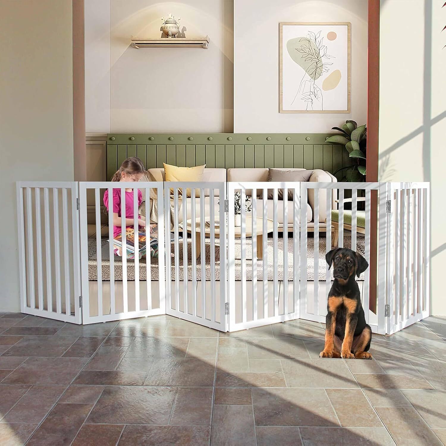 belief wood Portable Dog Fence – 3 Panel, 60 cm Height (【6 Panels 】 120‘’W x 30''H) L Gate-picture-38