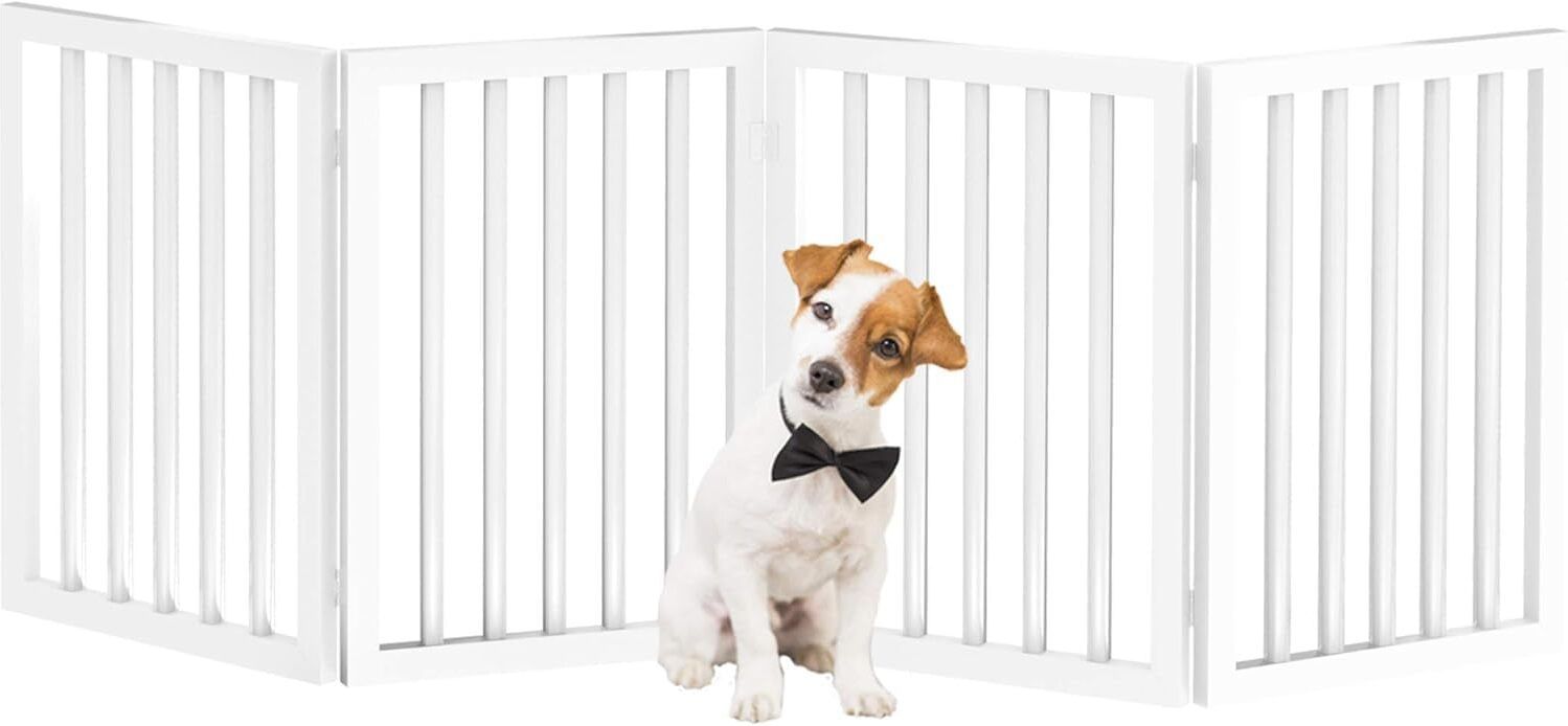 belief wood Pet Gate Expandable Wooden Dog Gate – 4‑Panel Foldable Pet Fence, 24″ Height L Gate-picture-15