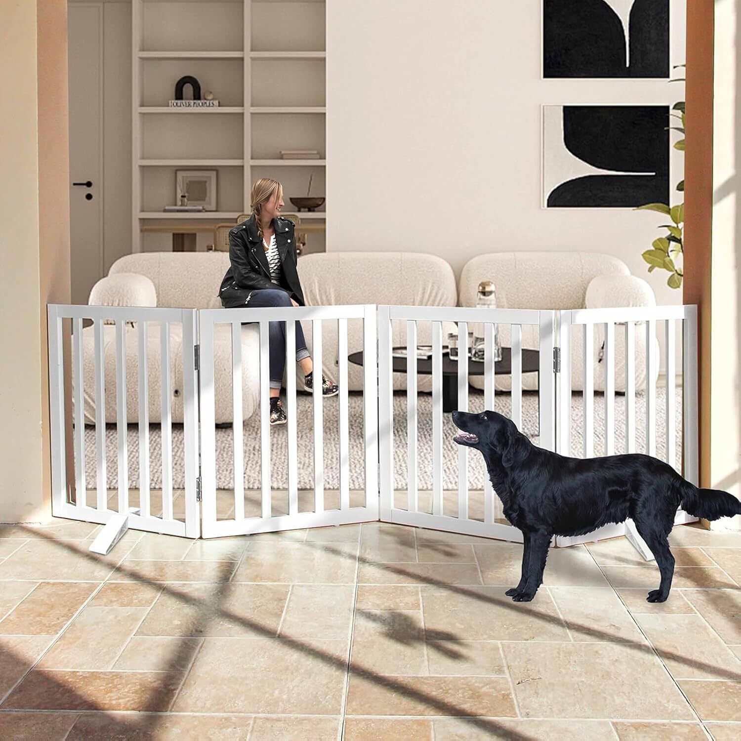 belief wood Portable White Dog Fence – 3 Panel, 60 cm Height (【4 Panels 】 78‘’W x 24''H) L Gate-picture-37