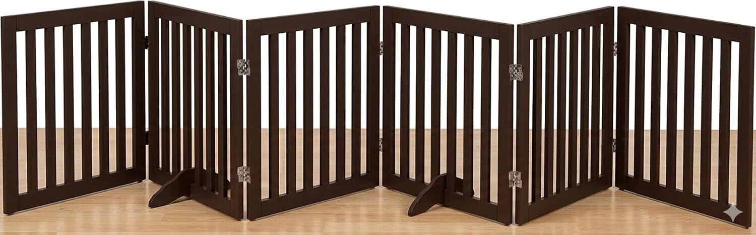 Wooden Dog Gate | Pet Safety Barrier for Doorways, Stairs & Hallways (6 Panel) L Gate-image-29