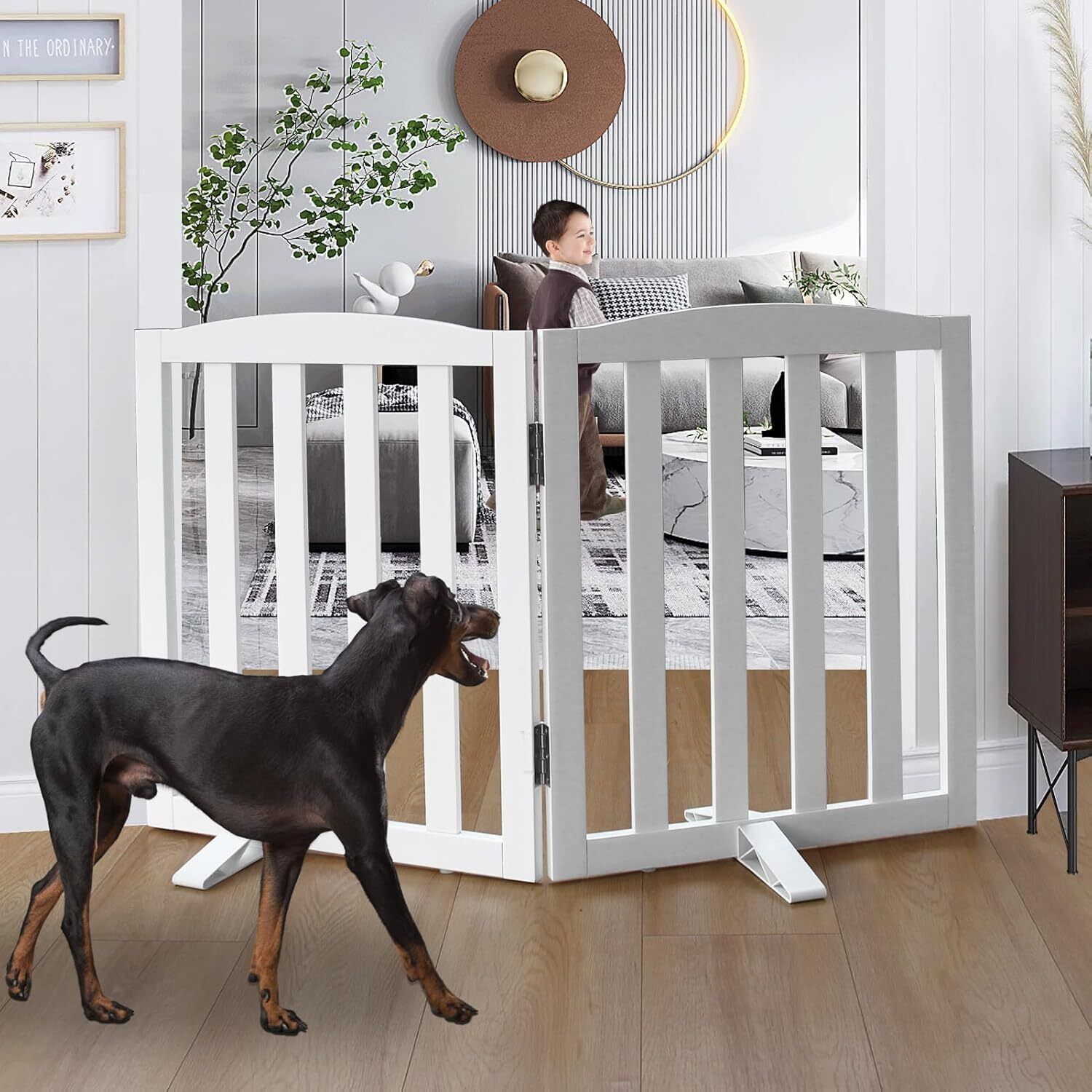 belief wood Pet Gate, Folding Safety Fence Wooden Kids & Dog Gate, 2 Panels 24", (2 Panel) L Gate-picture-40