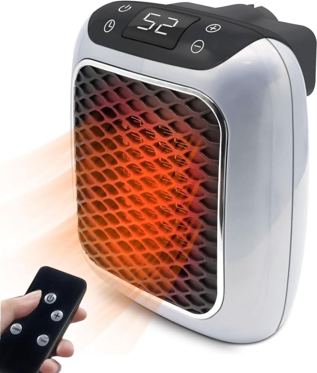 Compact 800W Electric Wall Heater with Remote, Timer & Speed Control Fan Room Heater