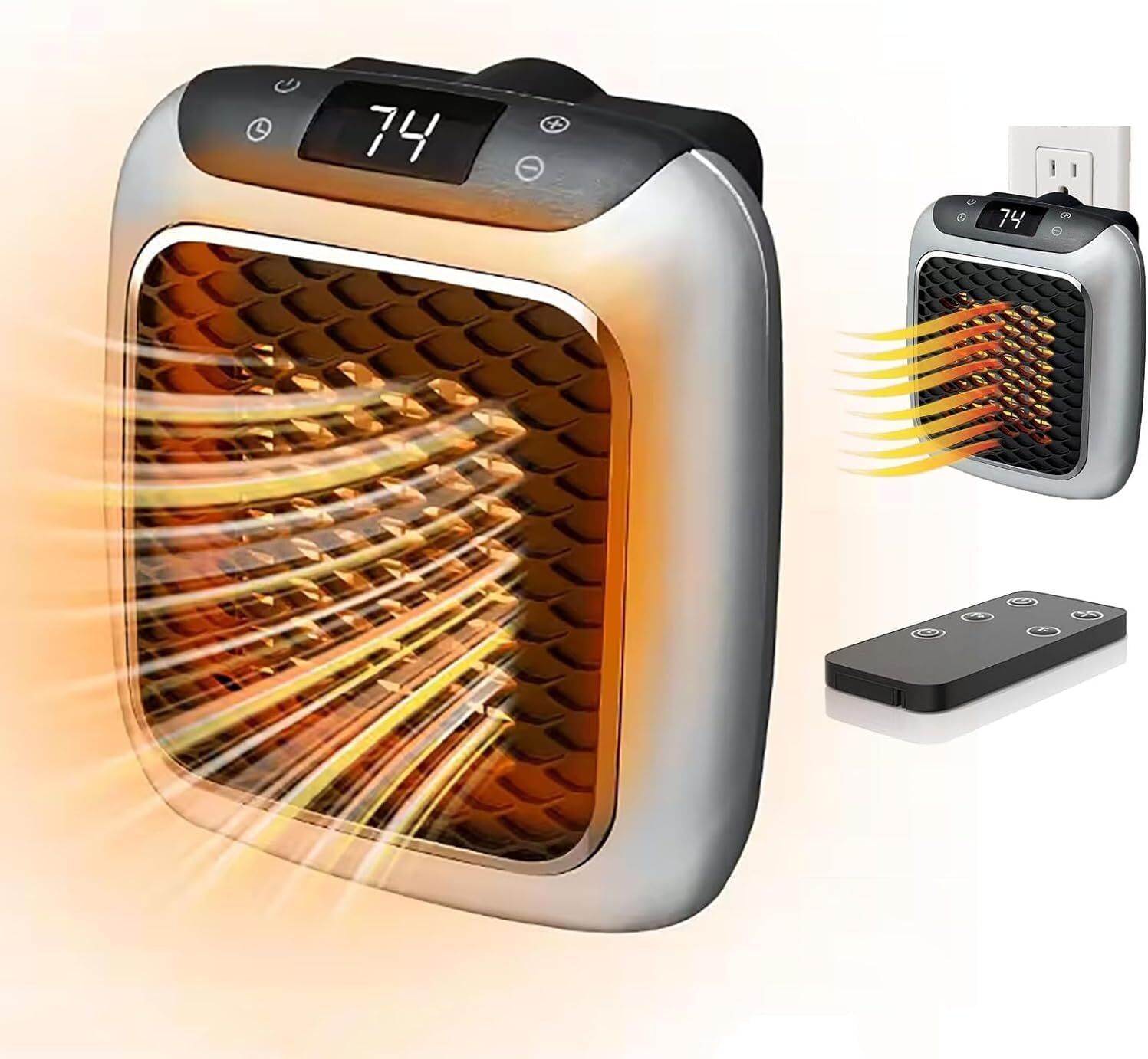 Electric Handy Heater Fan ,Wall-Outlet Bedroom, Living, Plug-in Wall LED Display Halogen Room Heater-image-47