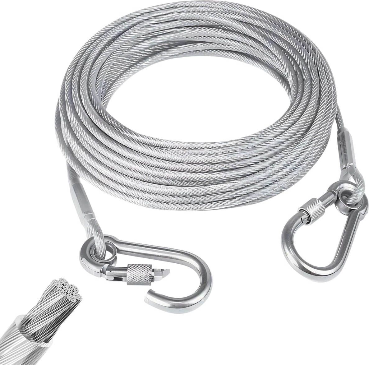 Heavy Duty Stainless Steel Clothes Drying Rope 5 Meter with Hooks Silver-image-11