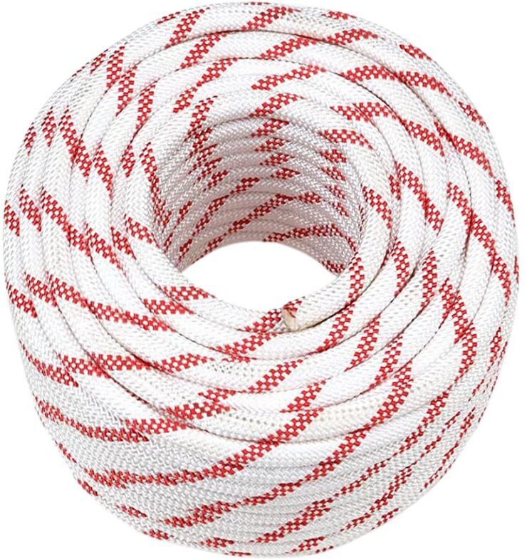 Kernmantle Rope 10.5mm 100 Mtr Static Rope for Rock Climbing, Safety Rope White+Red-image-27