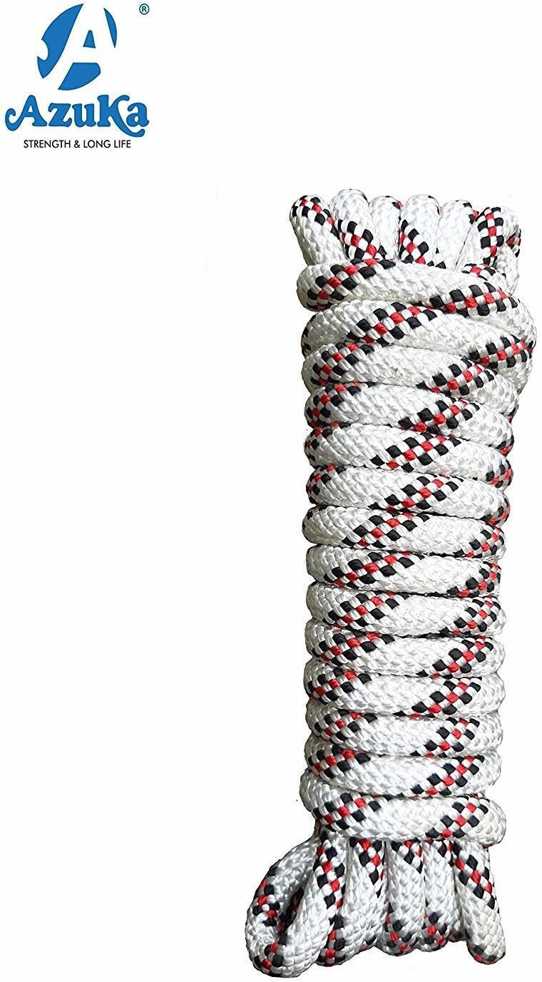 azuka Static Type A Kernmantle Polyester Rope 10mm x 5 Meter (White red) (10mmx5m) Multicolor image 1