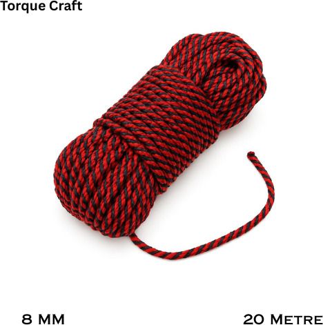 torque craft 8MM Durable Rope Red-Black Color & Lengths (20Mtr) Red-Black-picture-24