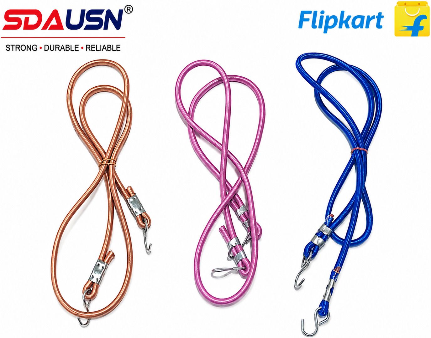 2Pcs Heavy Duty Shiny Nylon Thick Bungee Cord,Bike Rope With Metel Hook Multiple Attractive Color (Length 8 Feet )-image-35