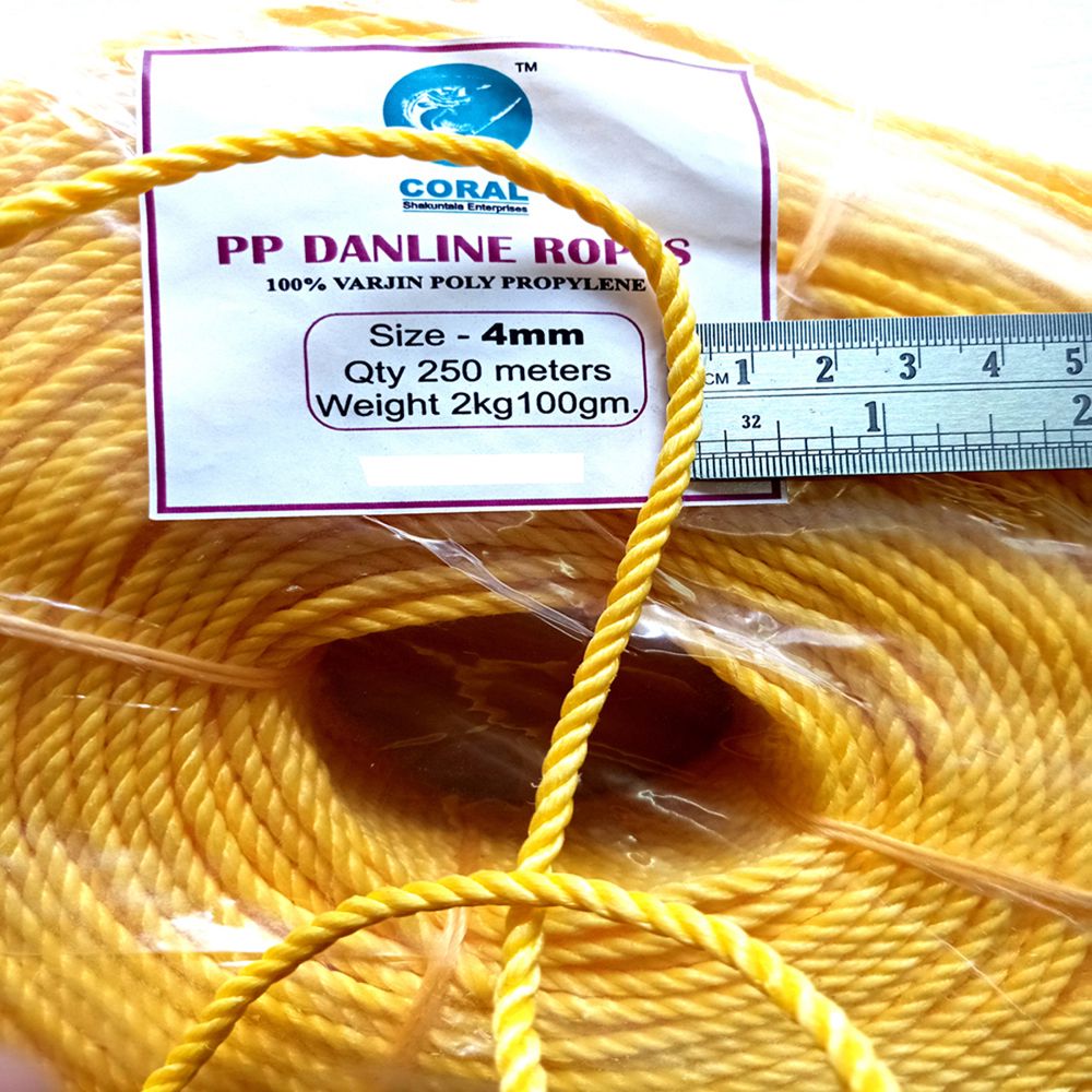 4 mm 250meter PP Nylon Rope Weight 2.1 kg Yellow