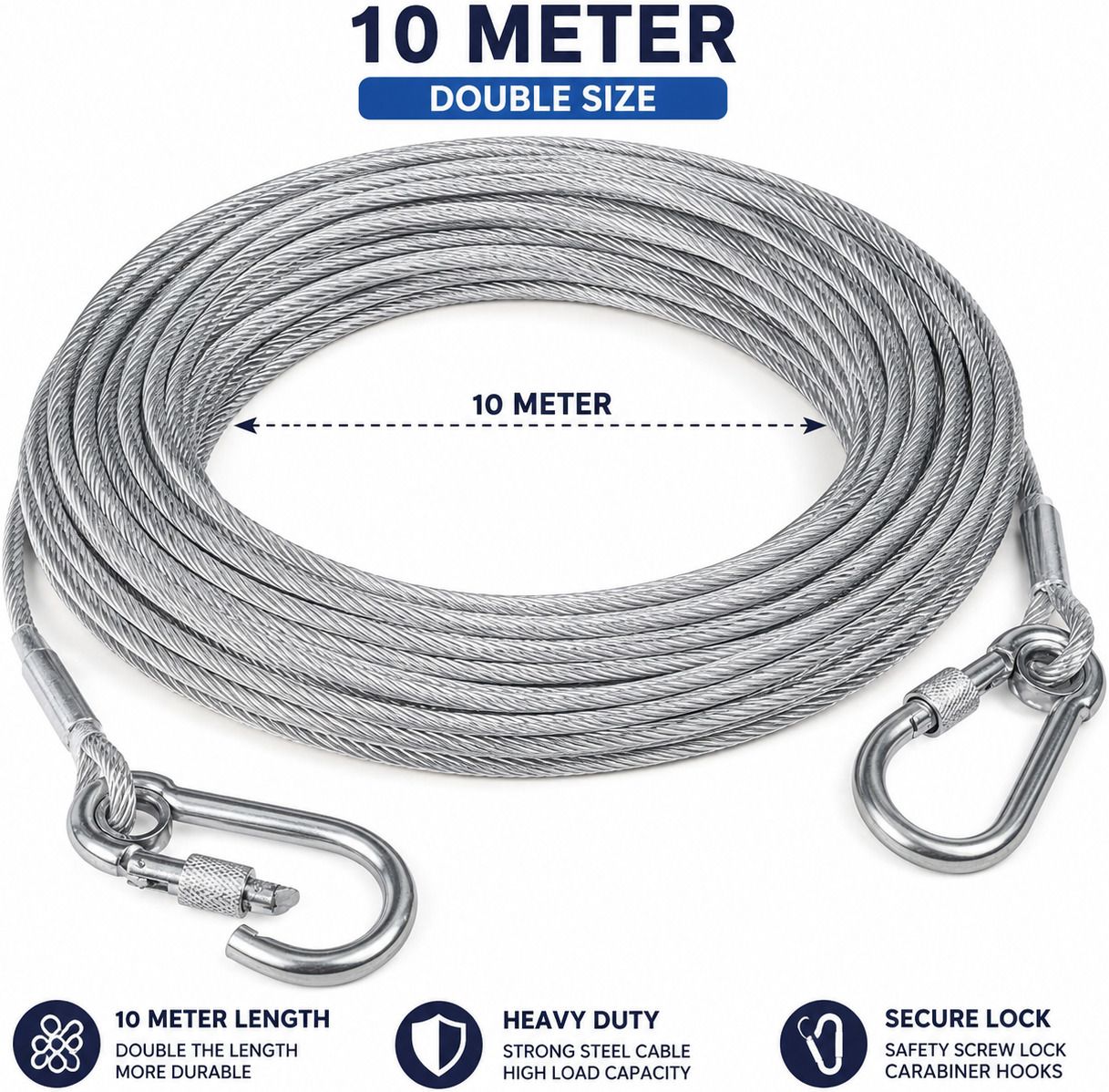 flobique Silver clothesline with hook (5 meter) Silver-picture-10