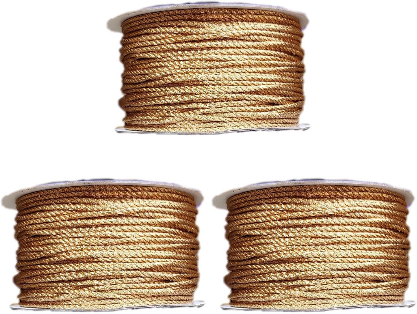 Golden Twisted Cord 3 mm Thickness, Best Usually as Blouse Dori, Lehenga Golden-image-33