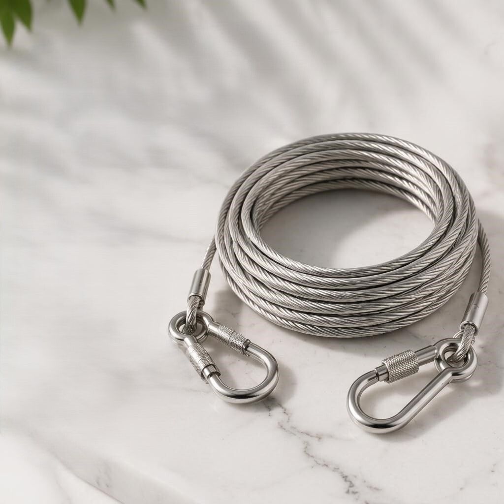 abstract Heavy Duty Steel Wire Rope with Snap Hooks (Pack of 1) Silver-picture-2