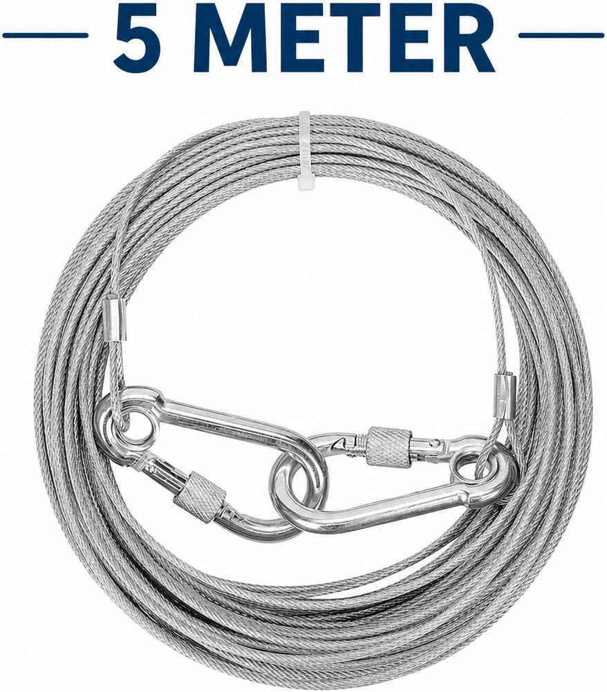 shoppofobix Clothesline, Heavy Duty Stainless Steel Rope Silver-picture-1