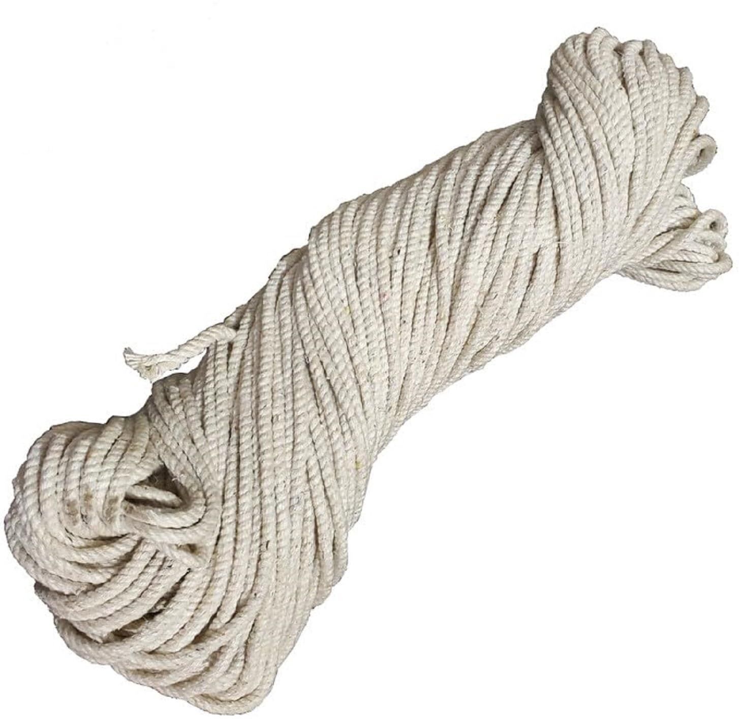 India Cloth Line Cotton Rope Braided, for Drying Clothes, 10 Mtr (Natural White) White-image-7