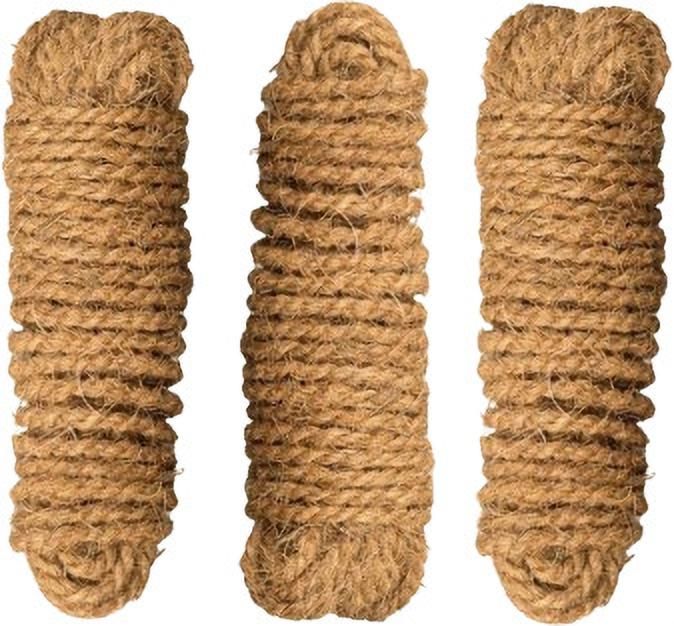 Coconut Fiber Coir Rope 3 set , 20 feet / 3*20= 60 feet Brown