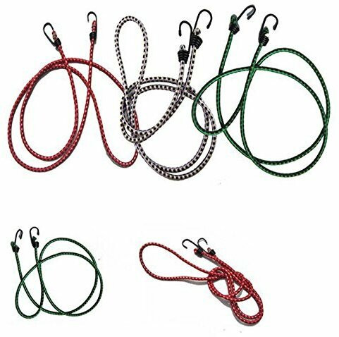 sarthak High Strength Elastic Tying Rope with Hooks, Shock Cord Cables, Luggage Tying Rope With Hooks (Length 7 ft - Set of 3) Multicolor image 1