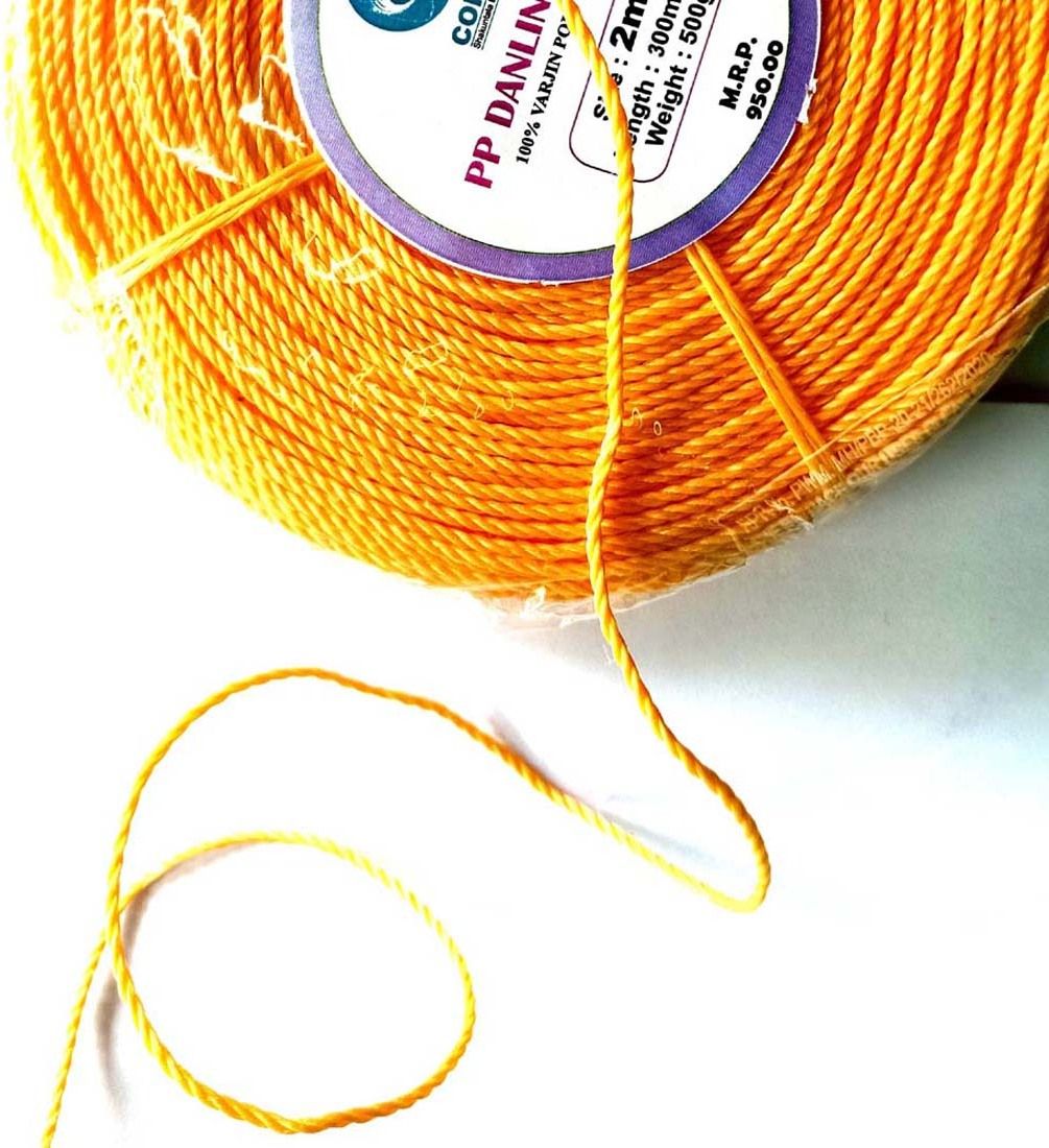 2 mm 300meter PP Nylon Rope Weight 500gm Yellow