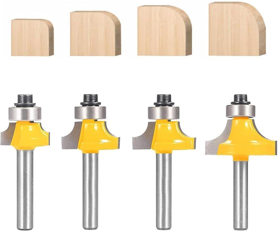 Roundover Router Bit Set 4pcs 6mm Shank for Wood Roundover Router Bit Set 4pcs Router Bits for Wood 6mm Shank Radius Sizes Rotary Bit Set-image-12