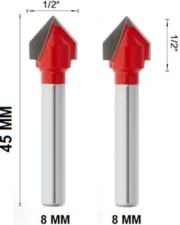 lieutenant 1/2" (12.5 MM Dia.) V Grooving Router Bits [12.5" X 12.5]-MM (Shank-8MM) Rotary Bit Set image 1