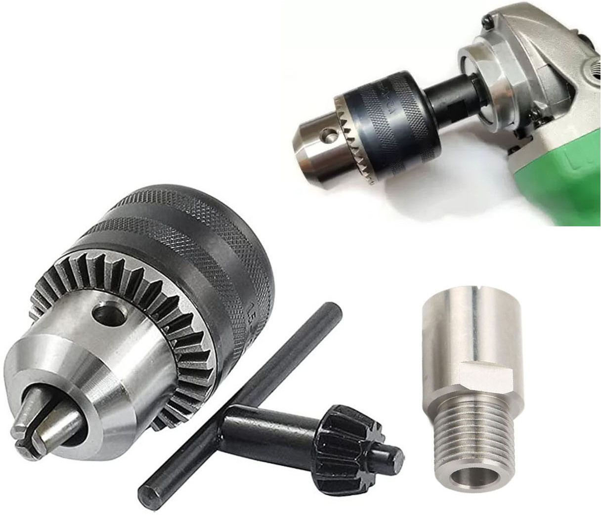 DCHAD09 Drill Bits Drill Chuck for Angle Grinder and Drill Machine With Converter Nut Adaptor Key Set Female 1/2" 20 Unf 13mm-image-36
